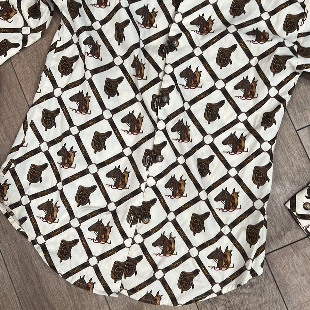 Stylish White and Brown Patterned Women's Top - Picture 2 of 6